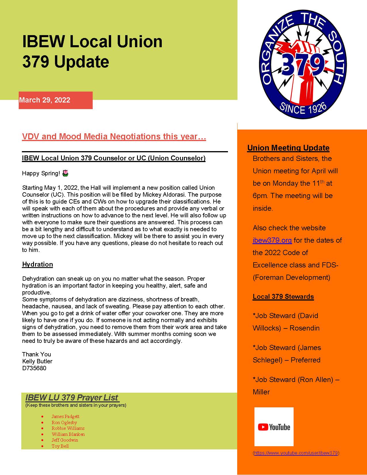 Ibew 72 Job Calls - y6gm018